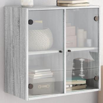 Armario de pared con frente de vidrio gris Sonoma 68x37x68,5 cm