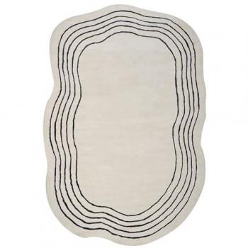 Alfombra moderna de viscosa y lana hecha a mano en forma irregular 200 x 300 cm color beige Ramzan