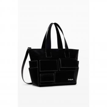 Desigual Stylish Black Women's Shoulder Bag Pocket Face Pravia One Size