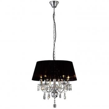 Lámpara colgante Olivia de Inspired Lighting, pantalla negra, cromo pulido, 5 bombillas, diámetro de 69 cm
