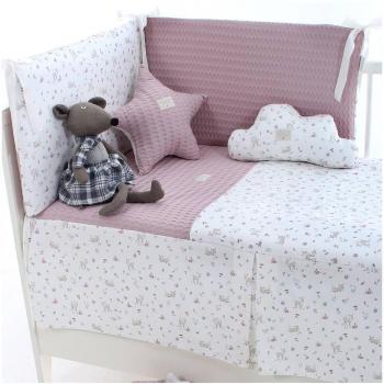 Conjunto de Edredón y Protector Cuna Bambi Rosa.