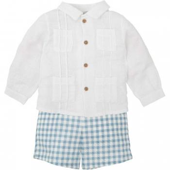 Conjunto de bebé niño en cuadros vichy azul