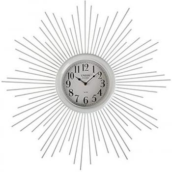 Reloj de Pared Decorativo Versa Maputo en Metal Blanco para Cocina, Salón, Comedor o Habitación
