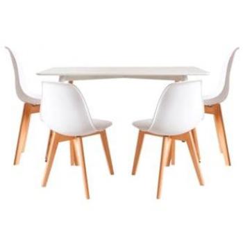 Conjunto de Mesa Rectangular Tower 120 x 80 cm Blanca y Pack de 4 Sillas Kelen Blancas - Envío Desde España