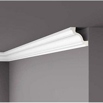 Cornisa NMC Z19 Arstyl de poliuretano flexible, moldura decorativa clásica atemporal blanca, 2 m