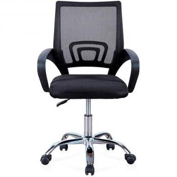 Silla de oficina Light giratoria negra con base en nylon, altura ajustable, ruedas para fácil movilidad, diseño ergonómico y acolchado en el asiento y respaldo