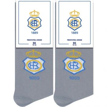 Calcetines Real Club Recreativo de Huelva Pepe Pinreles Escudo Gris