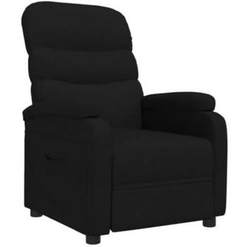 Sillón Reclinable de Tela Negro con Reposapiés, Silla de Descanso para TV, Asiento Tapizado para Salón y Oficina - vidaXL