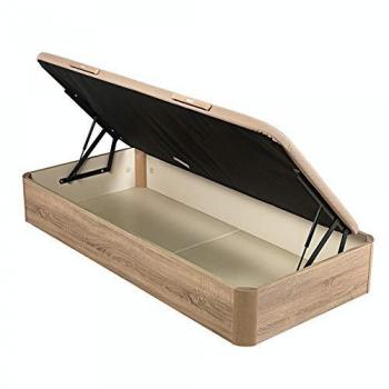 Canapé Abatible Lateral 90x190 cm con Almacenamiento y Montaje Incluido - Madera Natural 27 cm de Altura
