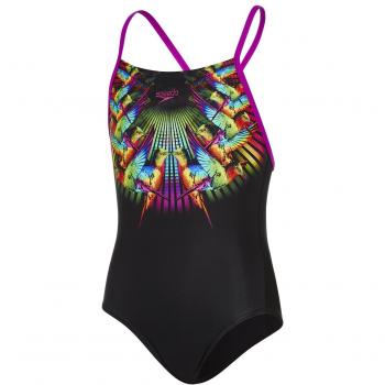 Speedo niña Freefly Colocación Digital Espalda Cruzada bañador - negro / Diva / verde manzana, Size 34