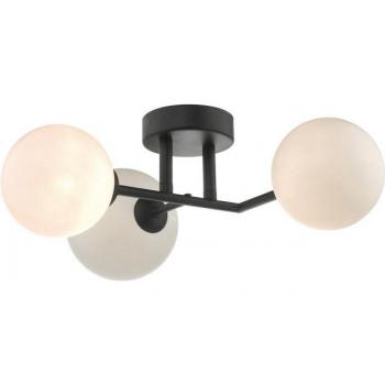 Plafón Euan negro mate, cristal opal 3 bombillas 31cm
