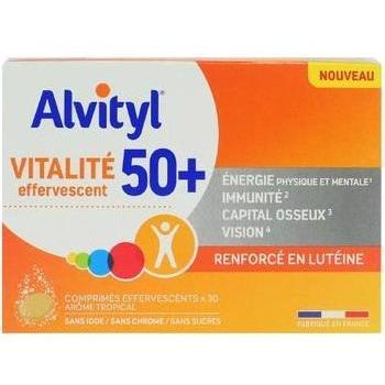 Alvityl Vitalidad 50+ - 30 Comprimidos Efervescentes con 12 Vitaminas, 8 Minerales y Luteína