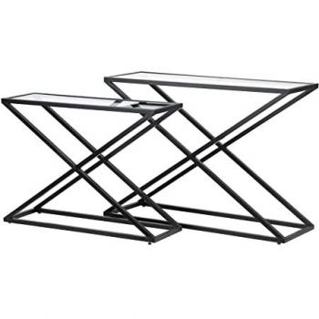 Set de 2 Consolas Piero - Mueble Decorativo con Almacenamiento Adicional, Dimensiones: 120x40x85 cm y 102x32x74 cm, Material: Hierro, Color: Negro