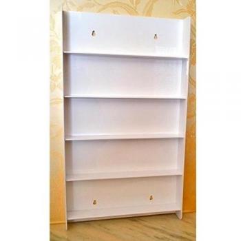 Vitrina de pared, con 5 estantes, ideal para pequeñas botellas, figuras de colección o esmalte de uñas, fabricada con vidrio acrílico, color blanco