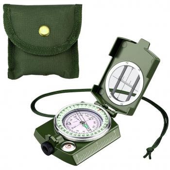 Enkeeo - Brújula Militar, Multifuncional Compass/Compás con Alta Precisión, Impermeable Caja de metal con la bolsa para la navegación, campamento, excursión, aventura, viajes