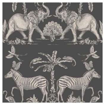 Sublime Metallic Elephant Jungle Charcoal Removable Wallpaper