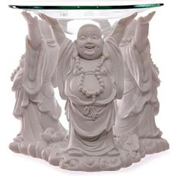 White Laughing Buddha Oil Burner 11cm