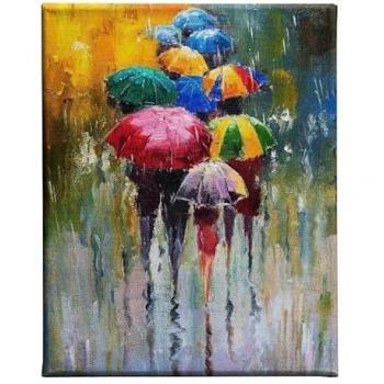 Impresión sobre Lienzo Bajo la Lluvia 1, Poliéster Multicolor, Madera, 45x3x70 cm