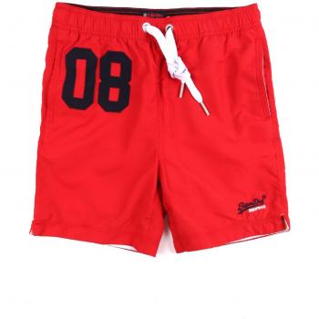 Superdry Hombre Logo Swimshorts Premium Water Polo, Rojo, Medium