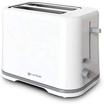 Grunkel - TSB-EASYTOAST - Tostador de doble ranura con control electrónico de tostado de 6 niveles. Función cancelar, bandeja recogemigas y recogecable - 870W - Blanco