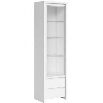 Vitrina Estratificada Blanca Mate con 1 Puerta y 2 Cajones