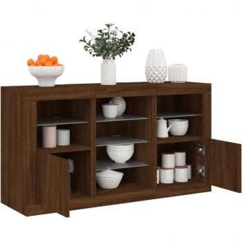Aparador con luces LED marrón roble 123x37x67 cm - Mueble de Almacenaje de Salón, Buffet para salón, Armario Auxiliar, Armario de Almacenamiento