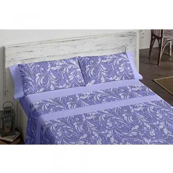 Burrito Blanco Juego de Sábanas 964 con Diseño Ornamental para Cama Individual de 90x190 hasta 90x200 cm/Juego de Cama 90, Color Azul
