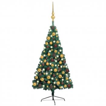 vidaXL Artificial Half Pre-lit Christmas Tree with Ball Set Green 150 cm