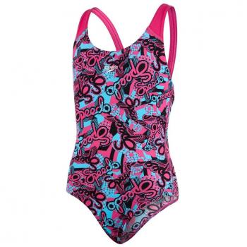 Bañador Speedo Astropop Splashback para niñas, niña, color Electric Pink/Light Adriatic/Black, tamaño 24