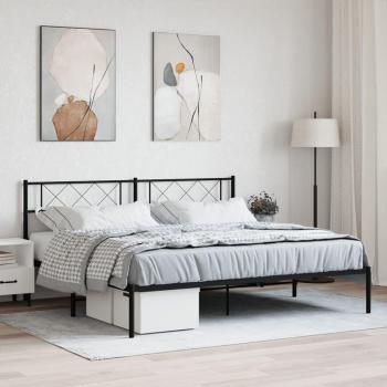 vidaXL Metal Bed Frame without Mattress with Headboard Black 183x213cm
