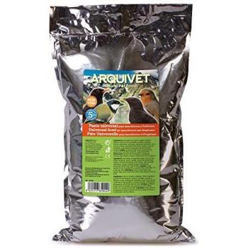 Arquivet Pasta Universal para Insectívoros y Frutívoros - Alimentación para aves - Comida para todo tipo de pájaros - Bayas trituradas y semillas, así como insectos secos y gambas mezclados - 5 kg
