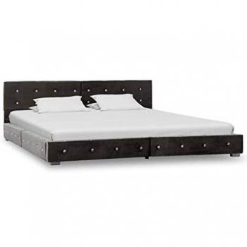 vidaXL Cama Matrimonio Estructura + Colchón Viscoelástico + Somier Láminas Cabecero Tapizada Terciopelo 180x200 cm Contrachapado MDF Patas Acero Gris