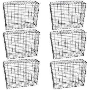 Cestas de Gaviones Metálicos Galvanizados 100x95x30cm - Pack de 6 para Jardín y Decoración Exterior