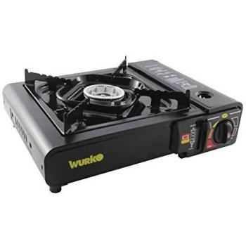 Cocina de Gas Portátil Wurko con Encendido Piezoeléctrico y Cartucho de Gas Rápido - Color Negro