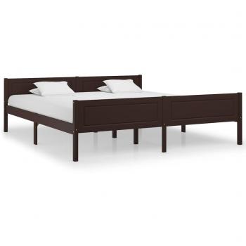 Cama solar de madera maciza de pino marrón oscuro 180x200 cm