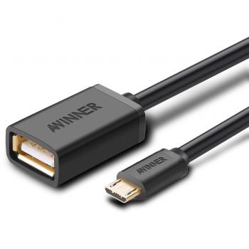 awinner Micro USB 2.0 OTG Cable sobre el Go adaptador macho Micro USB a hembra USB para Samsung S7 S6 edge S4 S3 Smartphones Android o Windows Tablets con función OTG 6 inch