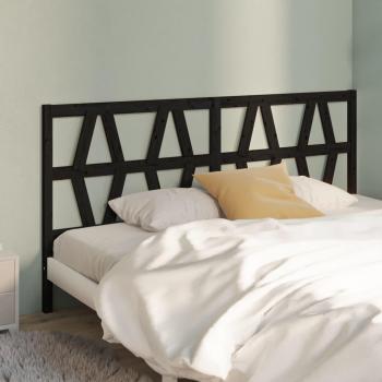 Cabecero para cama negra de madera maciza de pino 206x4x100 cm