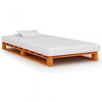 vidaXL Madera Maciza Pino Estructura de Cama Palés Mobiliario Casa Clásica Práctica Cómoda Moderna Robusta y Duradera Sin Colchón Marrón 100x200cm