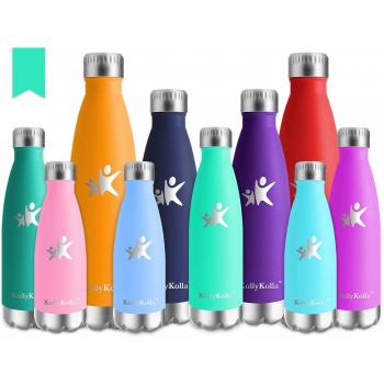 KollyKolla Botella de Agua Acero Inoxidable, Termo Sin BPA Ecológica, Botellas Termica Reutilizable Frascos Térmicos para Niños & Adultos, Deporte, Oficina, Yoga, Ciclismo,