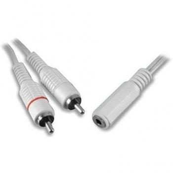 Cable CDL de Jack Hembra de 3,5 mm a Doble Toma de Phono Macho, 2 m de Largo, Color Blanco