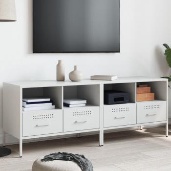 Muebles de TV 2 piezas acero laminado frío blanco 68x39x50,5 cm