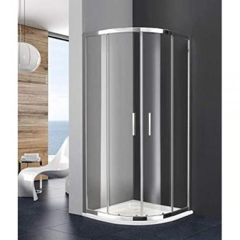 Mampara de Ducha Semicircular Prestige 90x90 cm, Cristales Templados 8/6 mm, Extensión 86.5-89 cm, Perfil Cromo Transparente