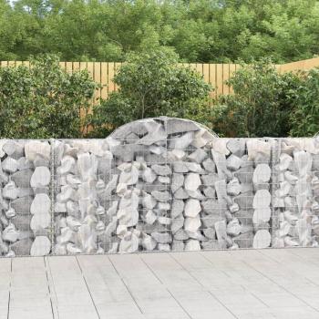 Cestas de gaviones 11 uds forma arco hierro dimensiones 200 x 30 x 40/60 cm, 200 x 30 x 60/80 cm, 200 x 30 x 80/100 cm, plateado