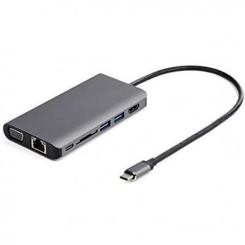 StarTech.com Adaptador Multipuertos USB-C - Docking Station para Viajes con HDMI de 4K o VGA de 1080p - con Hub Ladrón USB 3.0 - PD de 100W - SD - Ethernet - Audio y Micrófono - Replicador de Puertos