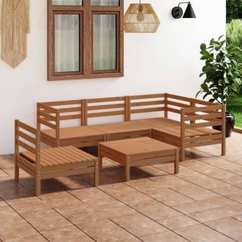 Juego de muebles de jardín 6 piezas en madera maciza de pino ámbar