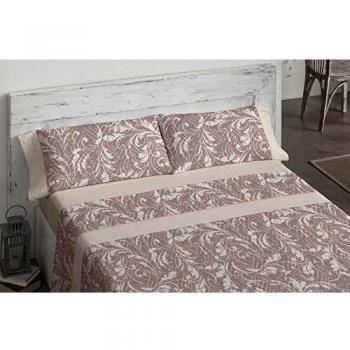 Burrito Blanco Juego de Sábanas 964 con Diseño Ornamental para Cama Individual de 90x190 hasta 90x200 cm/Juego de Cama 90, Color Beige