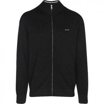 Cárdigan de piqué de algodón para hombre GANT con cremallera en color negro