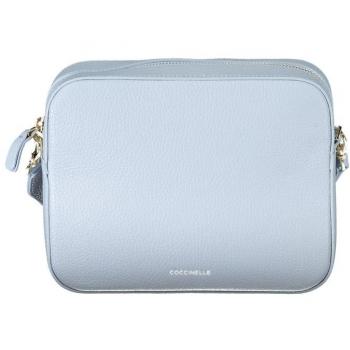 Coccinelle Light Blue Leather Handbag, Blue Leather Shoulder Bag with Zipper, Cross Body Bags, female, Sizes: ONE SIZE