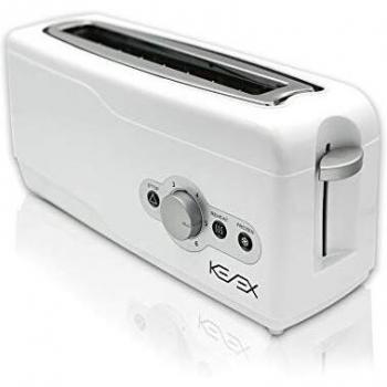 Kenex | Tostadoras Pan | Tostadora Horizontal con Ranura Extra Ancha | 6 Niveles de Potencia | Múltiples Funciones | Cuerpo y Tapa Cool Zone | Electrodomésticos Cocina | Color Blanco