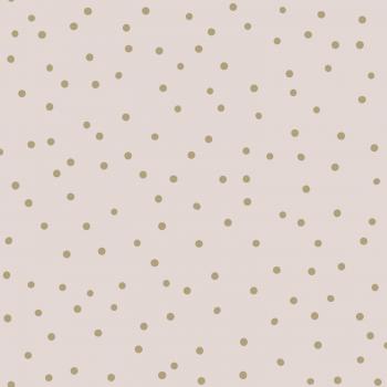 Papel pintado intissé de puntos lunares rosa viejo y oro - 0,53 x 10,05 m - certificado FSC